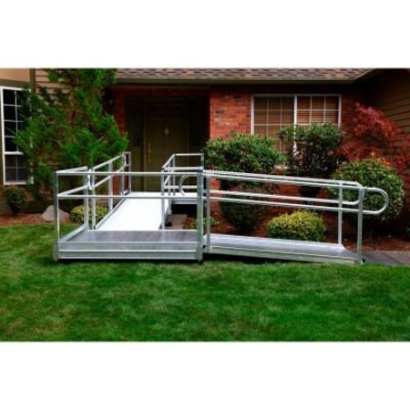 EZ-ACCESS Pathway Wheelchair Ramp Kit, L Shaped, Aluminum, 4' Turn Platform, 16'L x 36inW PS16L44T